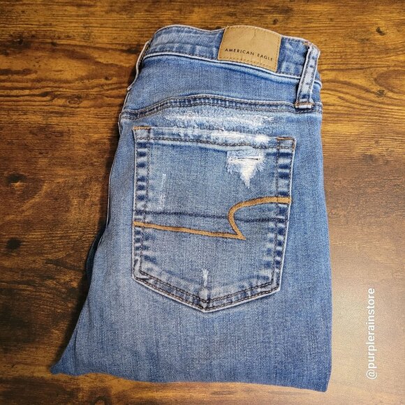 American Eagle Jeans 4 R Jegging Super Stretch Super Hi Rise Medium Light Wash - Picture 3 of 12